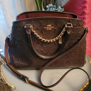 2 Piece Set Coach Signature Oxblood Margot Bag Crossover & Matching Wallet